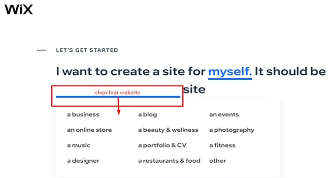 Chọn loại website